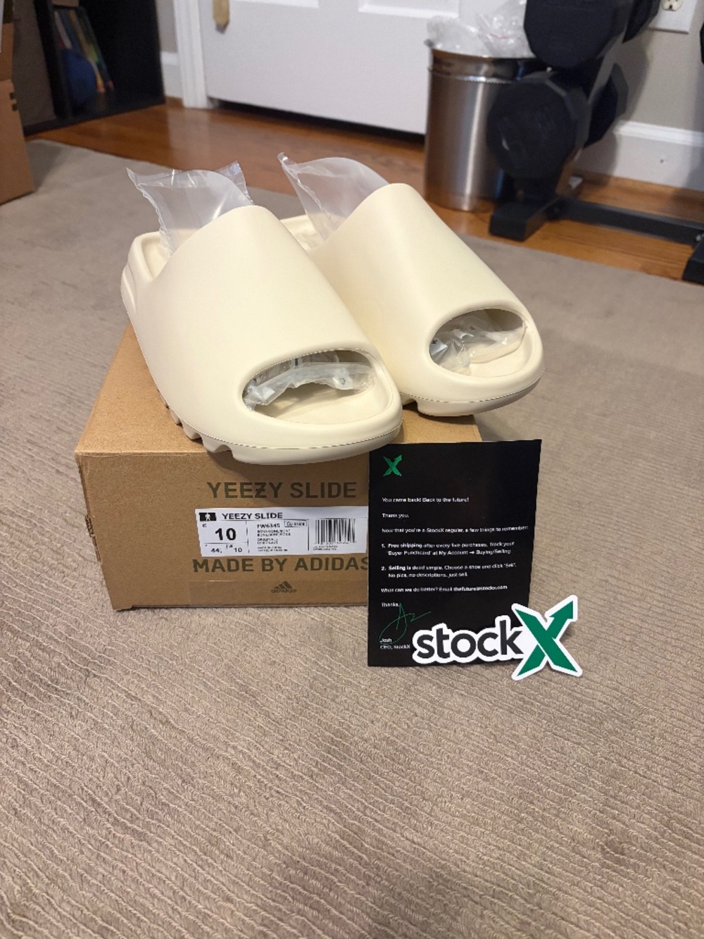 Bone yeezy slides size 10